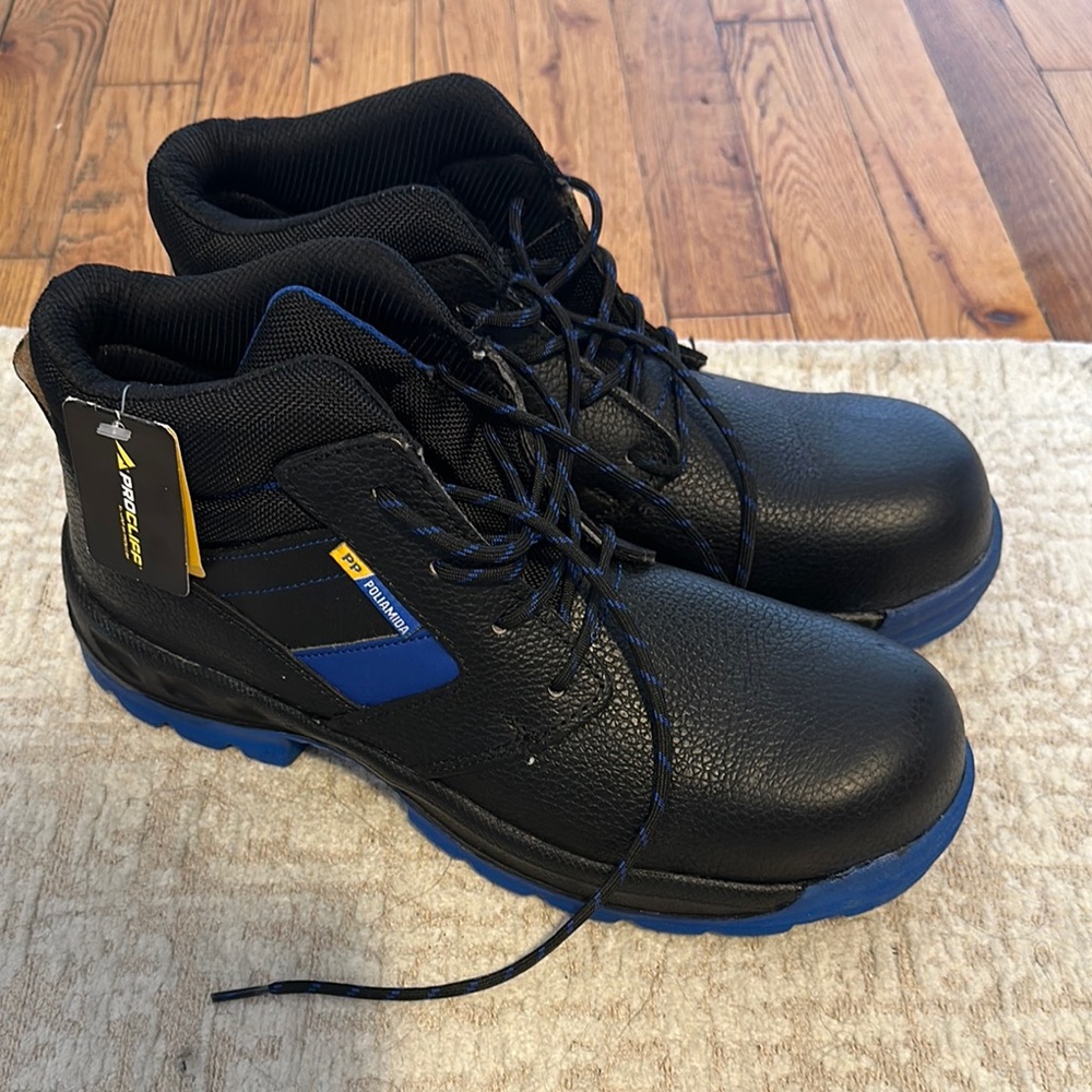 Black and Blue Durable steel toe Work Boots